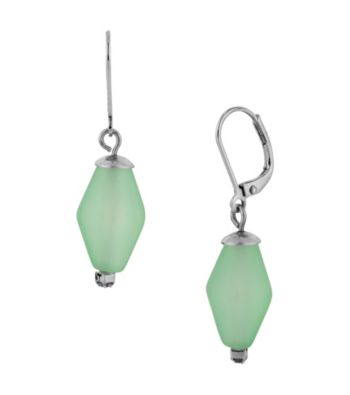 Kenneth Cole® Silvertone & Green Faceted Bead Drop Earrings