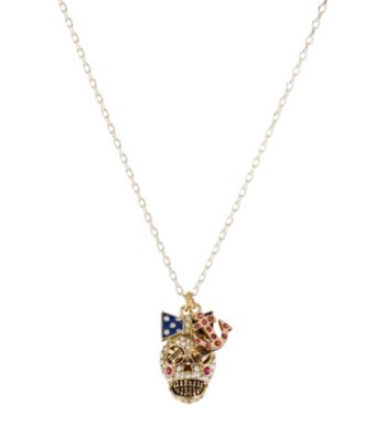 Betsey Johnson® Goldtone & White Skull Pendant Necklace