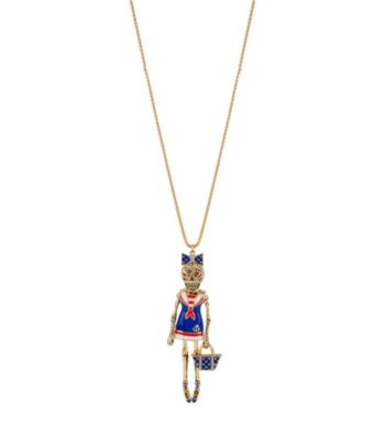 Betsey Johnson® Goldtone & Blue Sailor Skull Pendant Long Necklace