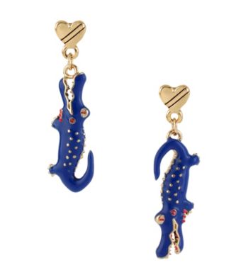 Betsey Johnson® Goldtone & Blue Alligator Drop Earrings