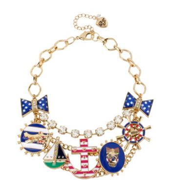 Betsey Johnson® Goldtone Anchor Multi Charm Frontal Necklace