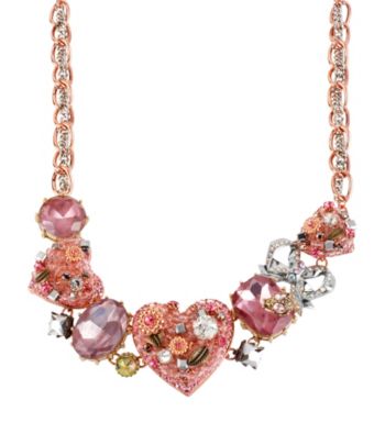 Betsey Johnson® Rose Goldtone & Silvertone Vintage Heart Frontal Necklace