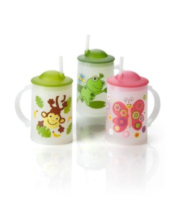 LivingQuarters Kids Frosty Animal Mug with Lid and Straw