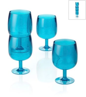LivingQuarters 4-pc. Aqua Acrylic Wine Glasses