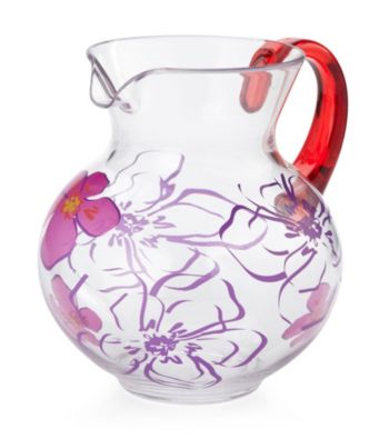 LivingQuarters Samba Clear Pitcher with Floral Pattern