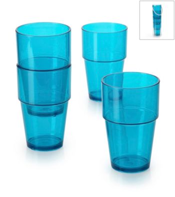 LivingQuarters 4-pc. Aqua Acrylic Cup Set