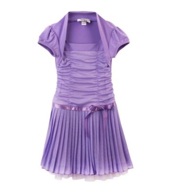 Amy Byer Girls' 4-6X Purple Glitter Shrug Dress