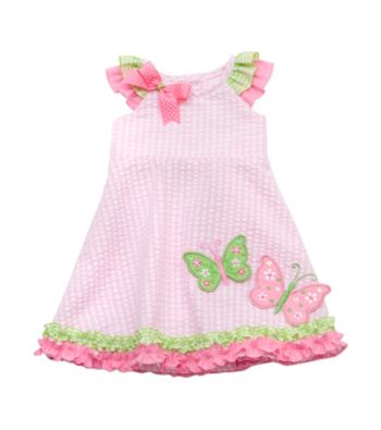 Rare Editions® Girls' 2T-6X Pink Butterfly Seersucker Dress