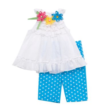 Rare Editions® Girls' 2T-4T White/Turquoise 2-pc. Polka-Dot Set