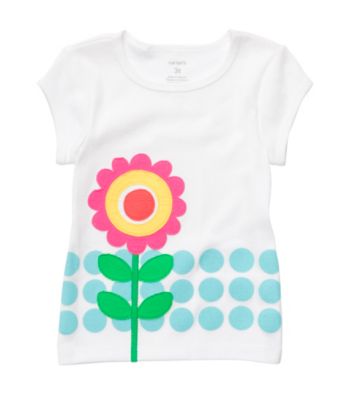 Carter's® Baby Girls' White Short Sleeve Flower Tee