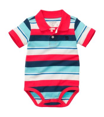 OshKosh B'Gosh® Baby Boys' Red/Blue Striped Short Sleeve Polo Bodysuit