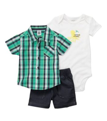 Carter's® Baby Boys' Green 3-pc. Woven Shorts Set