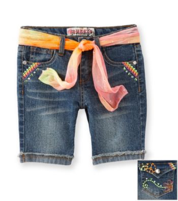 Squeeze® Girls' 2T-6X Neon Icon Flap Back Pocket Bermuda Shorts