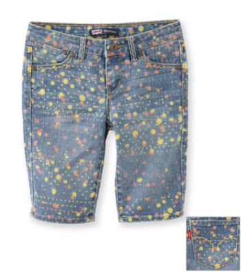 Levi's® Girls' 7-16 Indigo Neon Dots Betsy Bermuda Shorts