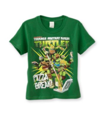 Nickelodeon® Boys' 4-7 Green Short Sleeve Teenage Mutant Ninja Turtles Pizza Break Tee
