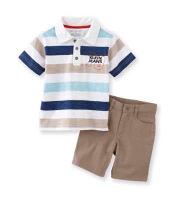 Calvin Klein Jeans® Boys' 2T-7 Blue 2-pc. Jersey Polo Shorts Set