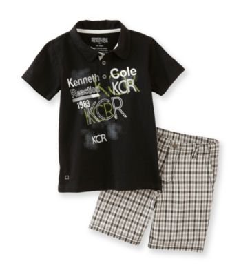 Kenneth Cole® Boys' 2T-7 Black 2-pc. Polo Shorts Set