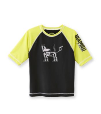 Mambo&Reg; Boys' 4-20 Black/Lime Colorblock Rash Guard