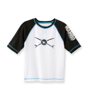 Mambo® Boys' 4-20 White/Black Colorblock Rash Guard