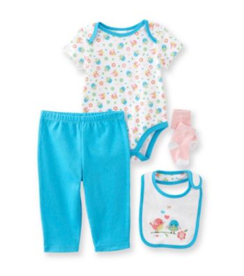 Cuddle Bear® Baby Girls' 4-pc. Birds in Love Print Take-Me-Home Set