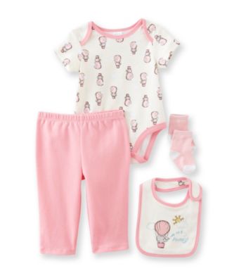 Cuddle Bear® Baby Girls' 4-pc. Flying Elephants Print Take-Me-Home Set