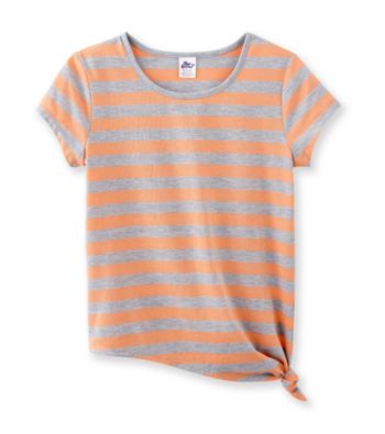 Miss Attitude Girls' 7-16 Striped Side Tie Tee