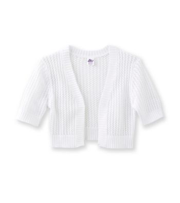Miss Attitude Girls' 7-16 White Pointelle Cardigan
