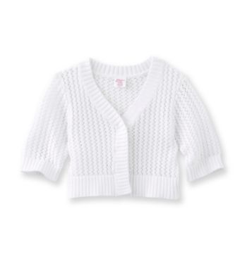 Little Miss Attitude Girls' 2T-6X White One Button Pointelle Cardigan