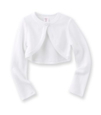 Little Miss Attitude Girls' 2T-6X White Long Sleeve Hi-Lo Hem Cardigan