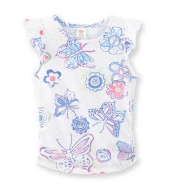 Little Miss Attitude Girls' 2T-6X Butterfly Print Flutter Sleeve Tank