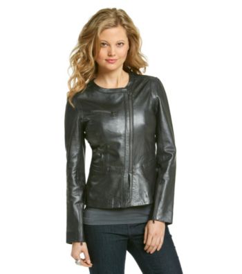 DKNY JEANS® Pleather Peplum Jacket