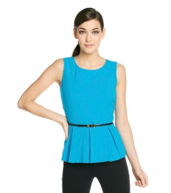 Calvin Klein Sleeveless Peplum Top With Belt