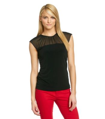 Calvin Klein Cap Sleeve Sheer Top
