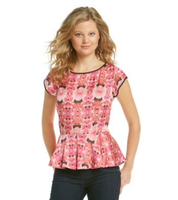 Chaus Peplum Vintage Hawaiian Blouse