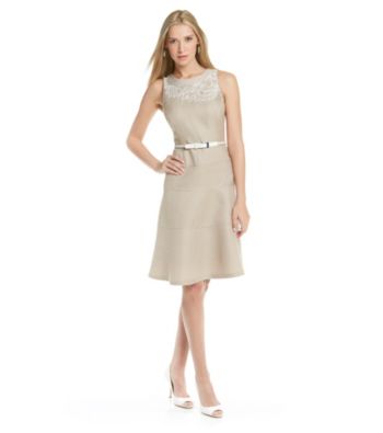Anne Klein® Embroidered Basketweave Dress