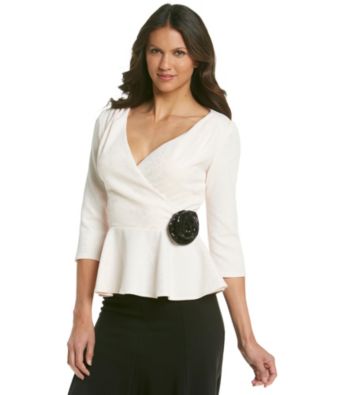 Cachet® Wrap Blouse with Rosette
