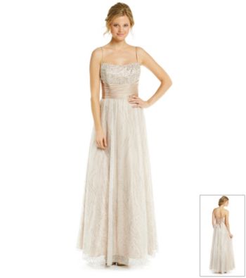 Cachet® Strapped Beaded Glitter Gown