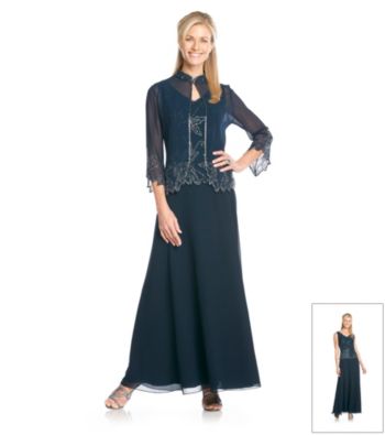 J Kara® Mandarin Collar Jacket Dress