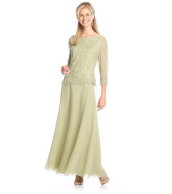 J Kara® Long Beaded Mock Flair Dress