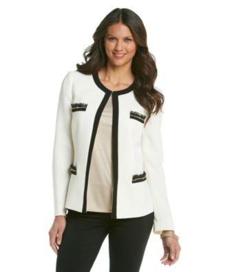 Tahari by Arthur S. Levine® Embellished Contrast Trim Jacket