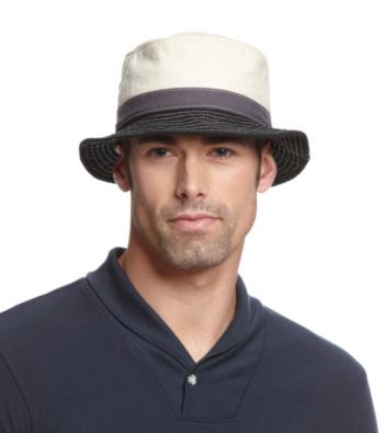 Isotoner® Lake of the Isles™ Men's Charcoal Canvas Colorblock Bucket Hat