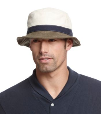 Isotoner® Lake of the Isles™ Men's Natural Canvas Colorblock Bucket Hat