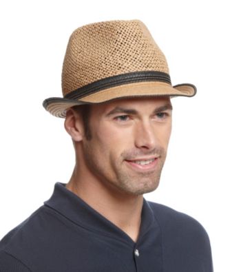 Isotoner® Lake of the Isles™ Men's Black & Khaki Open Weave Straw Fedora