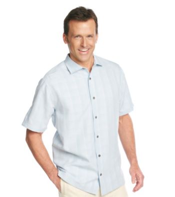 Paradise Collection® Men's Short Sleeve Tonal Windowpane Polynosic Shirt