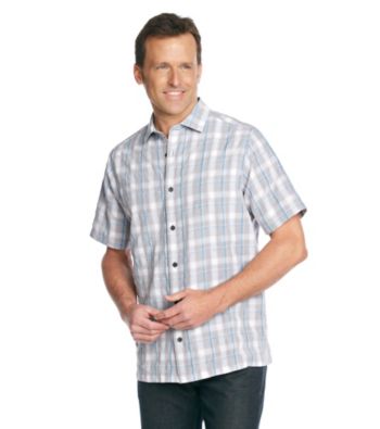 Paradise Collection® Men's Hi-Rise Gray Short Sleeve Large Plaid Polynosic Shirt