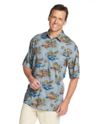 Paradise Collection® Men's Persian Blue Rain Short Sleeve Conversational Print Woven Shirt