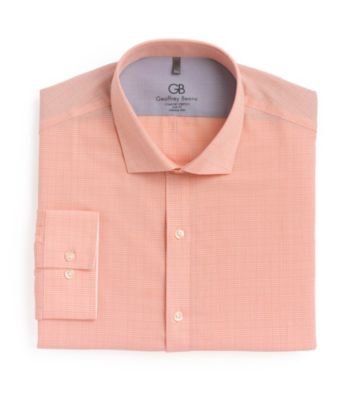 Geoffrey Beene® Men's Coral Plaid Spread Collar Dress Shirt