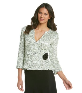 Cachet® Charmeuse Faux Wrap Jacket