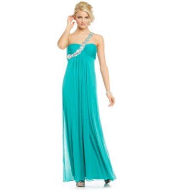 Xscape One Shoulder Beaded Dress