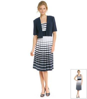 R & M Richards® Stripe Knit Jacket Dress